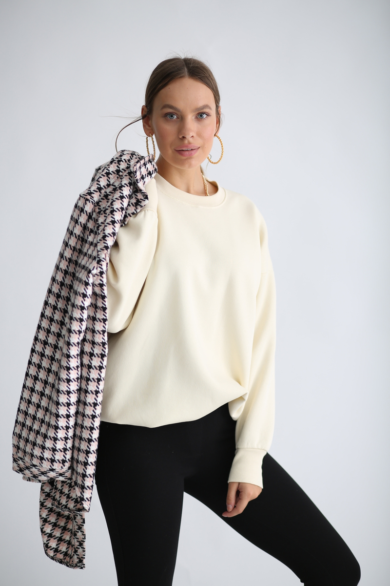 Kemik Şardonlu Basic Sweatshirt 3200