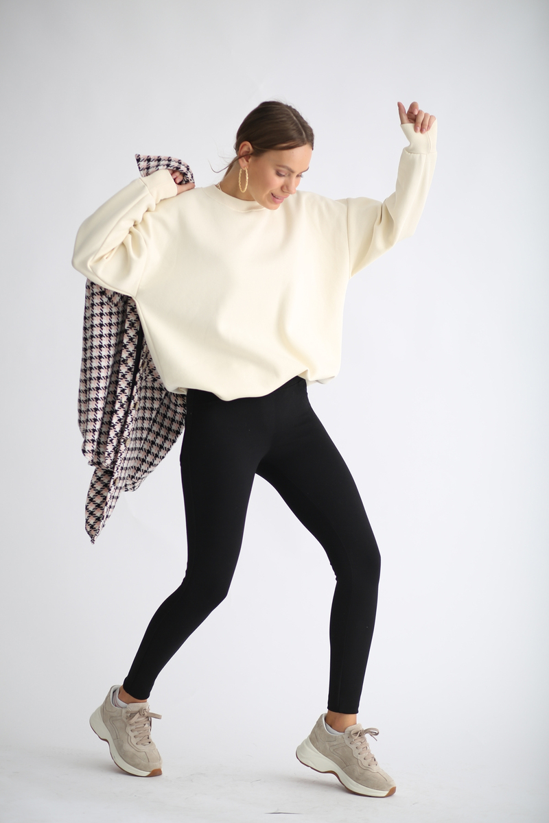 Kemik Şardonlu Basic Sweatshirt 3200
