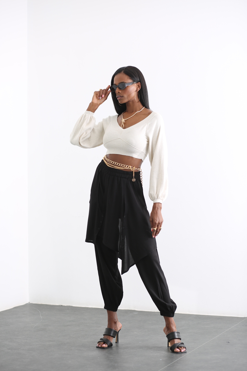 Kemik V Yaka Crop Triko 