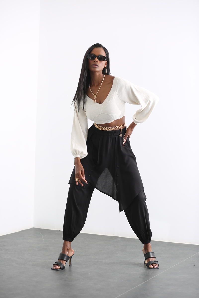 Kemik V Yaka Crop Triko 