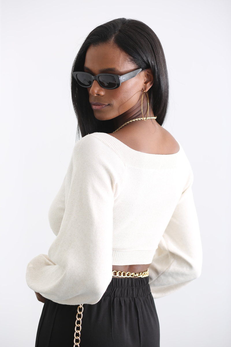 Kemik V Yaka Crop Triko 