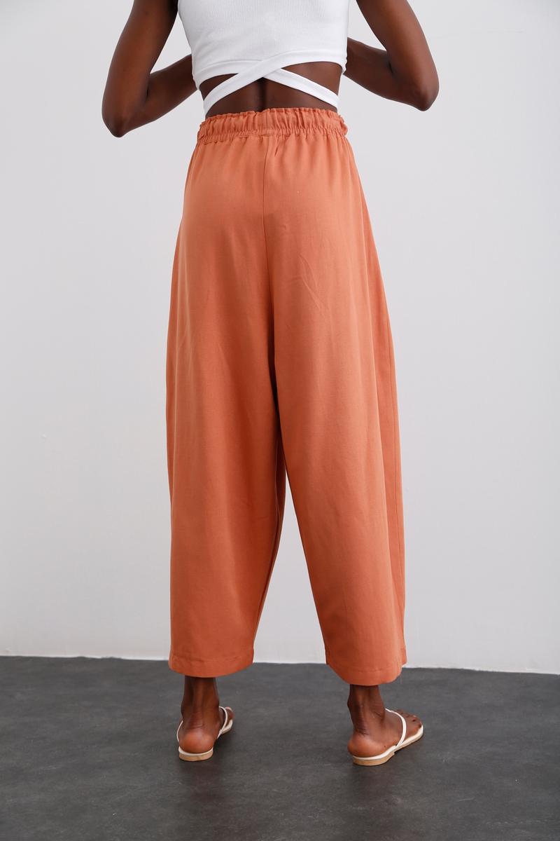 Kiremit Beli Lastikli Şalvar Pantolon 40030
