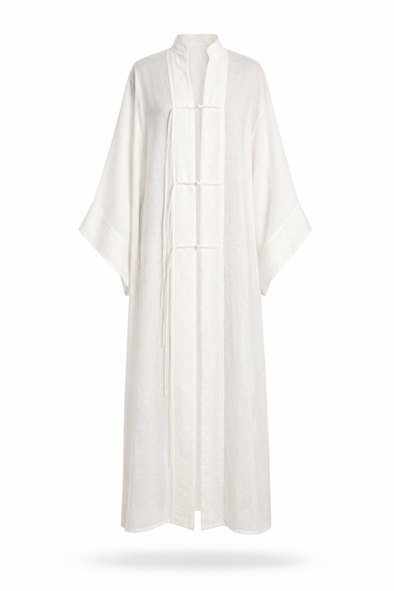 Kırık Beyaz Süslü Düğmeli Kimono 3467