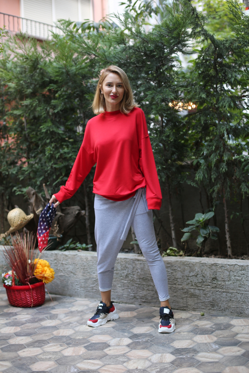 Kırmızı Basic Sweatshirt