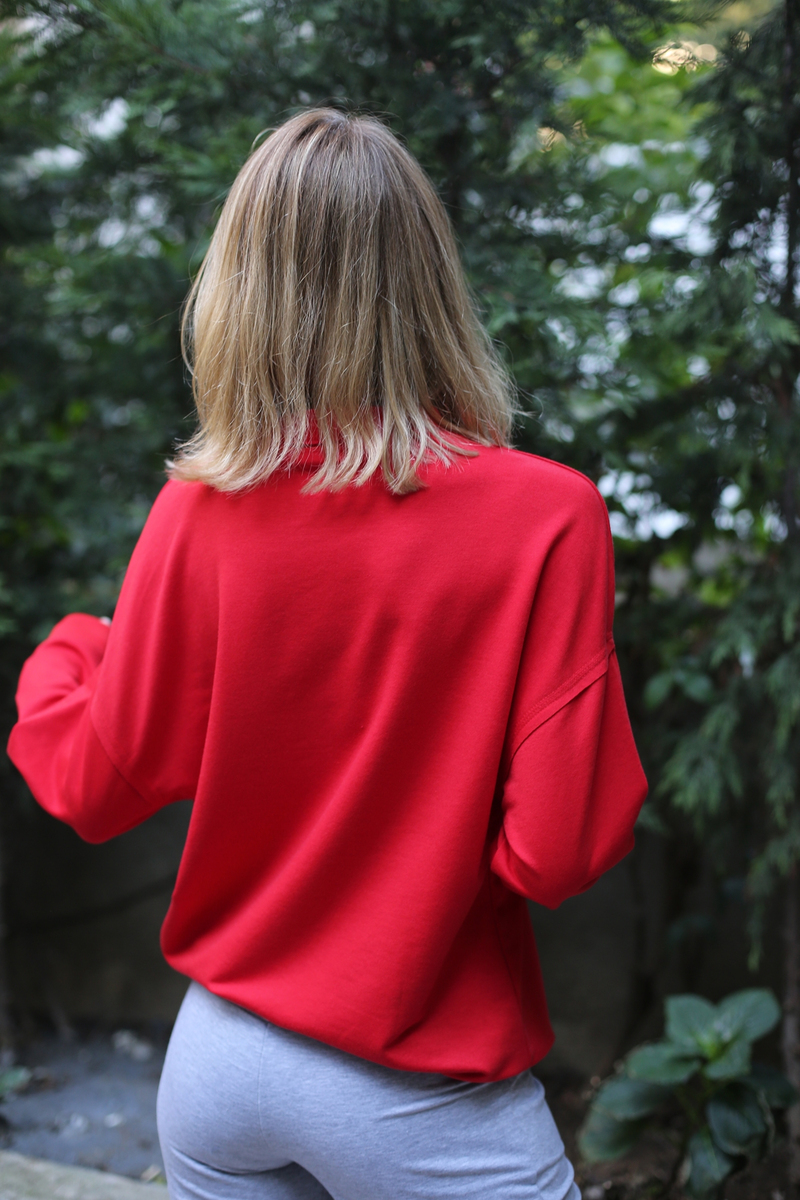 Kırmızı Basic Sweatshirt