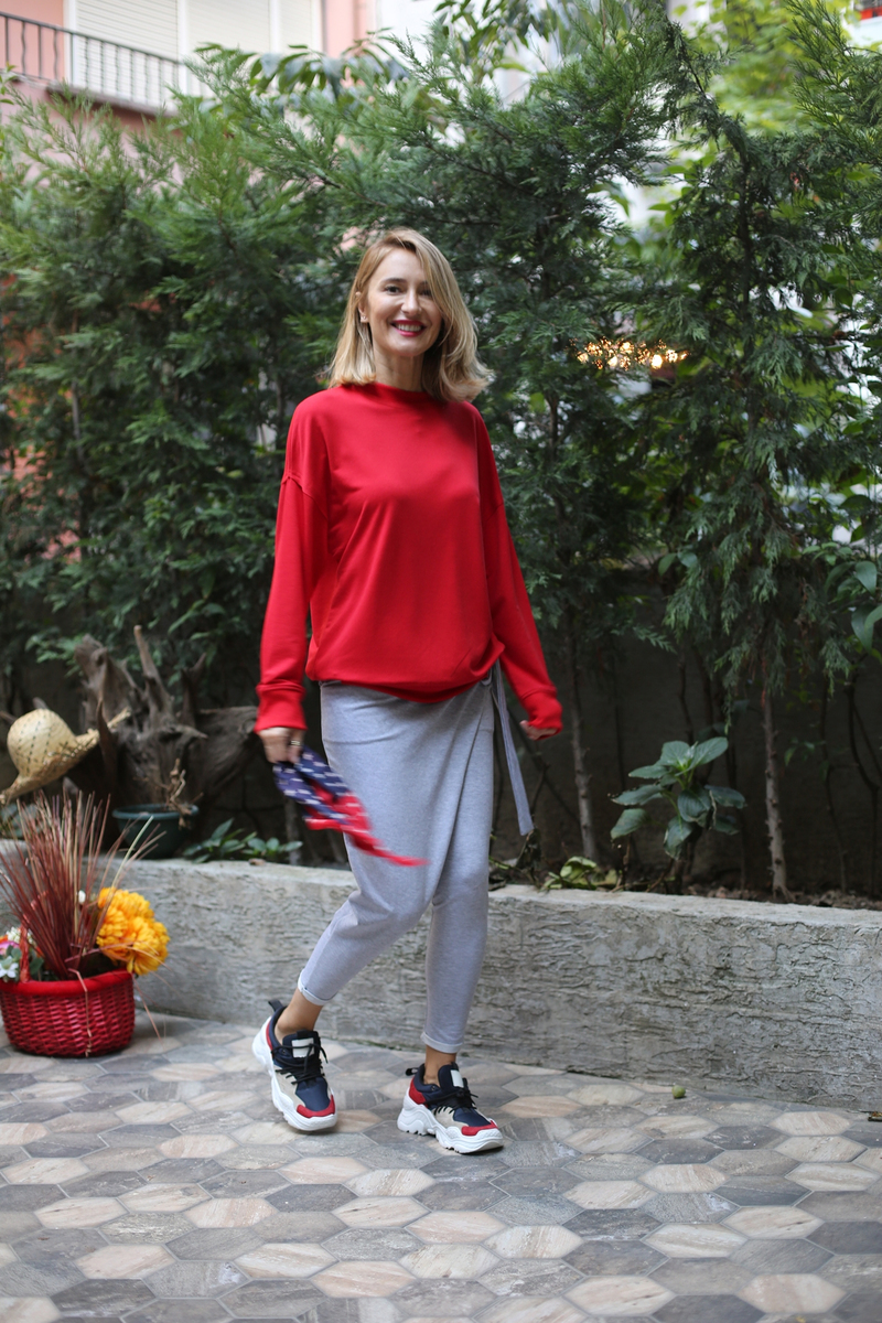 Kırmızı Basic Sweatshirt