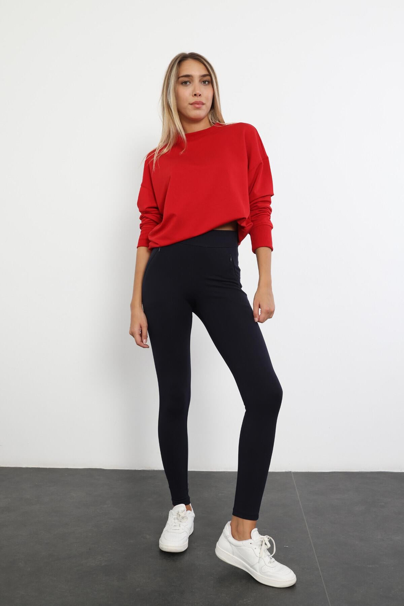 Kırmızı Bisiklet Yaka Basic Sweatshirt 9002