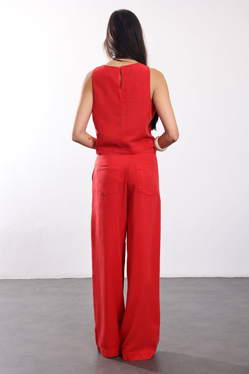 Kırmızı Bluz Pantolon Takım 0010