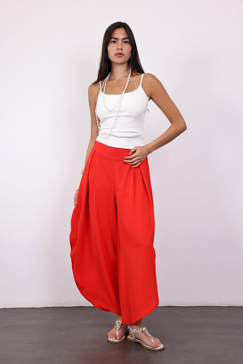 Kırmızı Geniş Paça Pantolon 03070