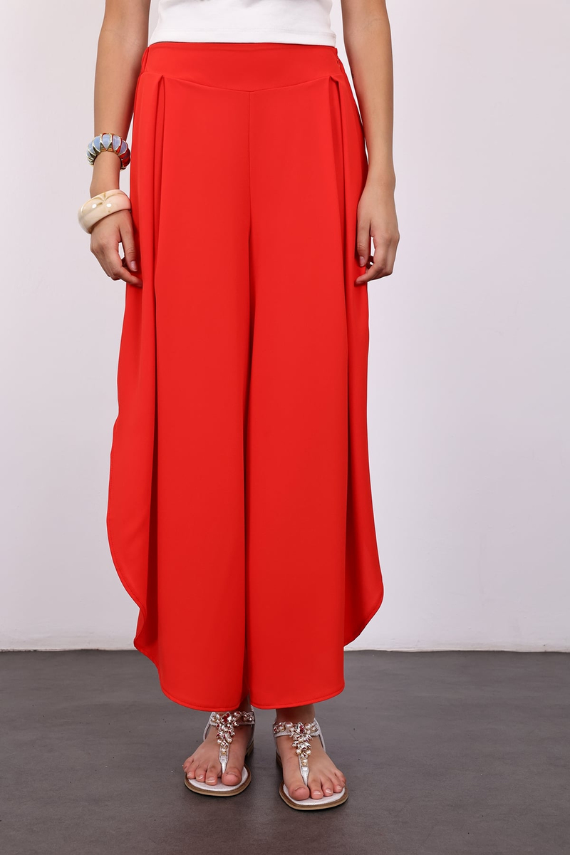 Kırmızı Geniş Paça Pantolon 03070
