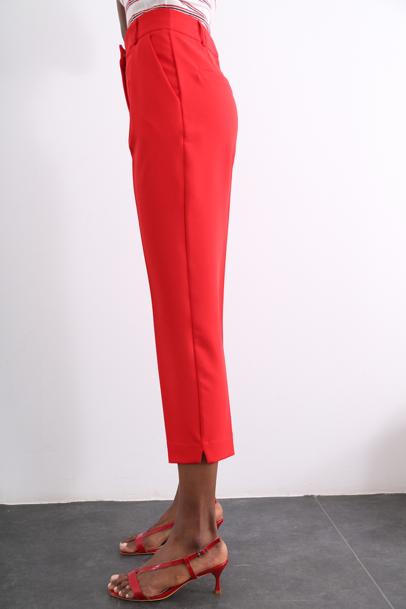Kırmızı Krep Havuç Pantolon 9796