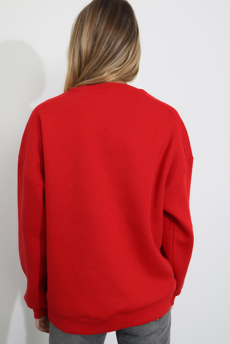 Kırmızı Los Angeles Nakışlı Sweatshirt 