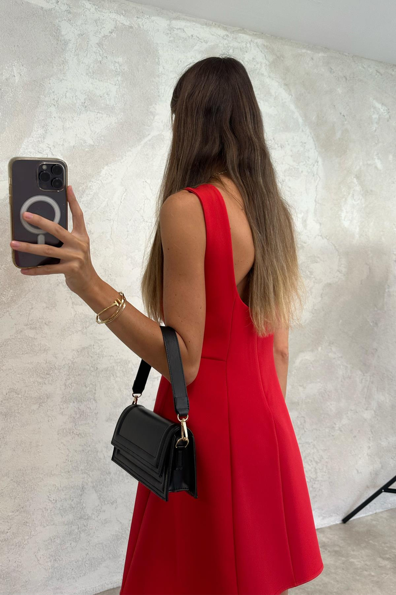 Kırmızı Mini Çan Elbise 8157