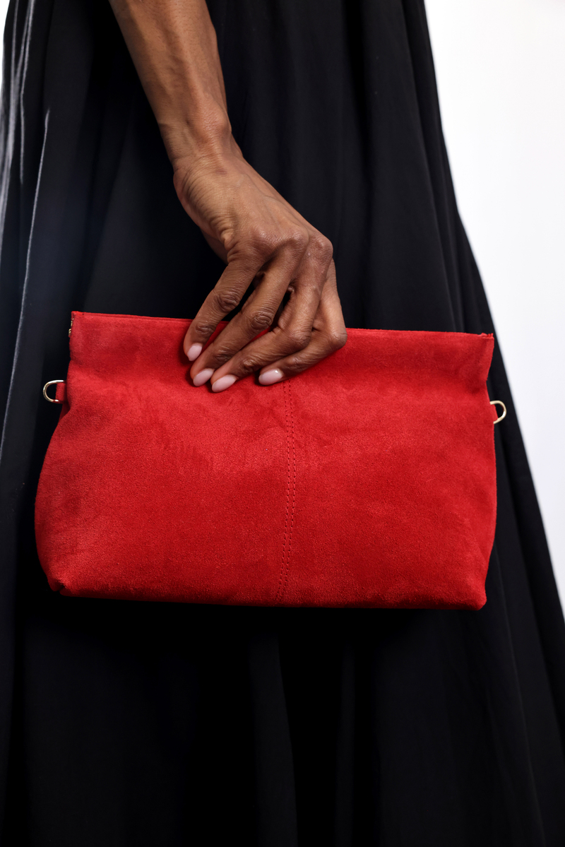 Kırmızı Nice Süet Askılı Clutch Çanta 7990