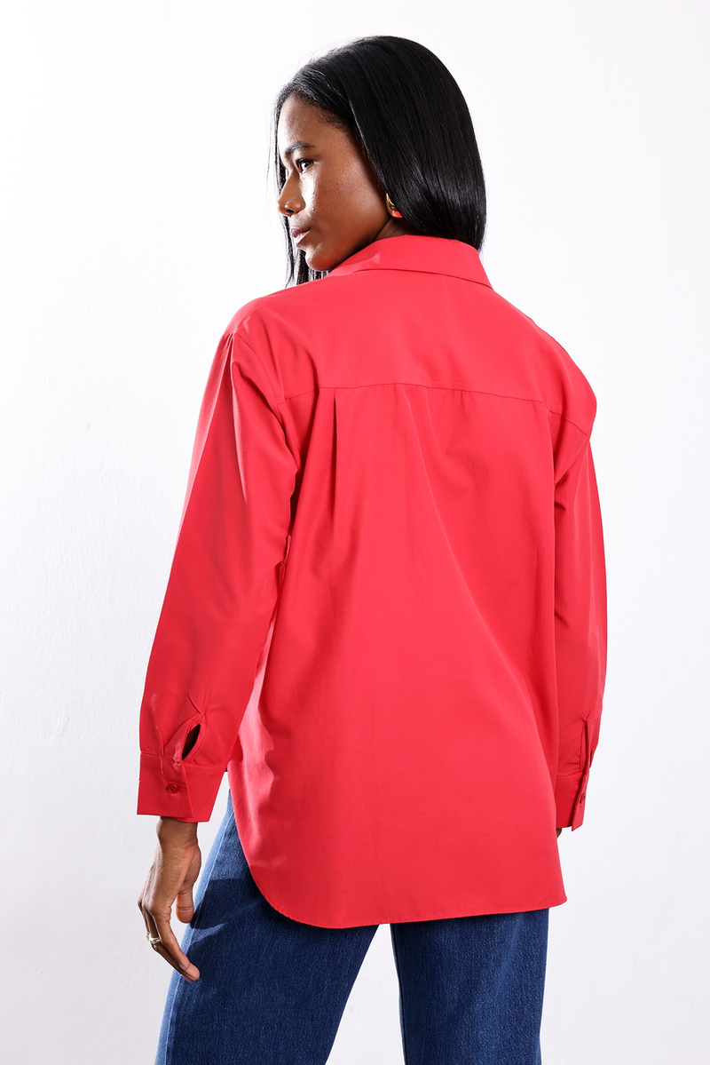 Kırmızı Oversize Gömlek 3316