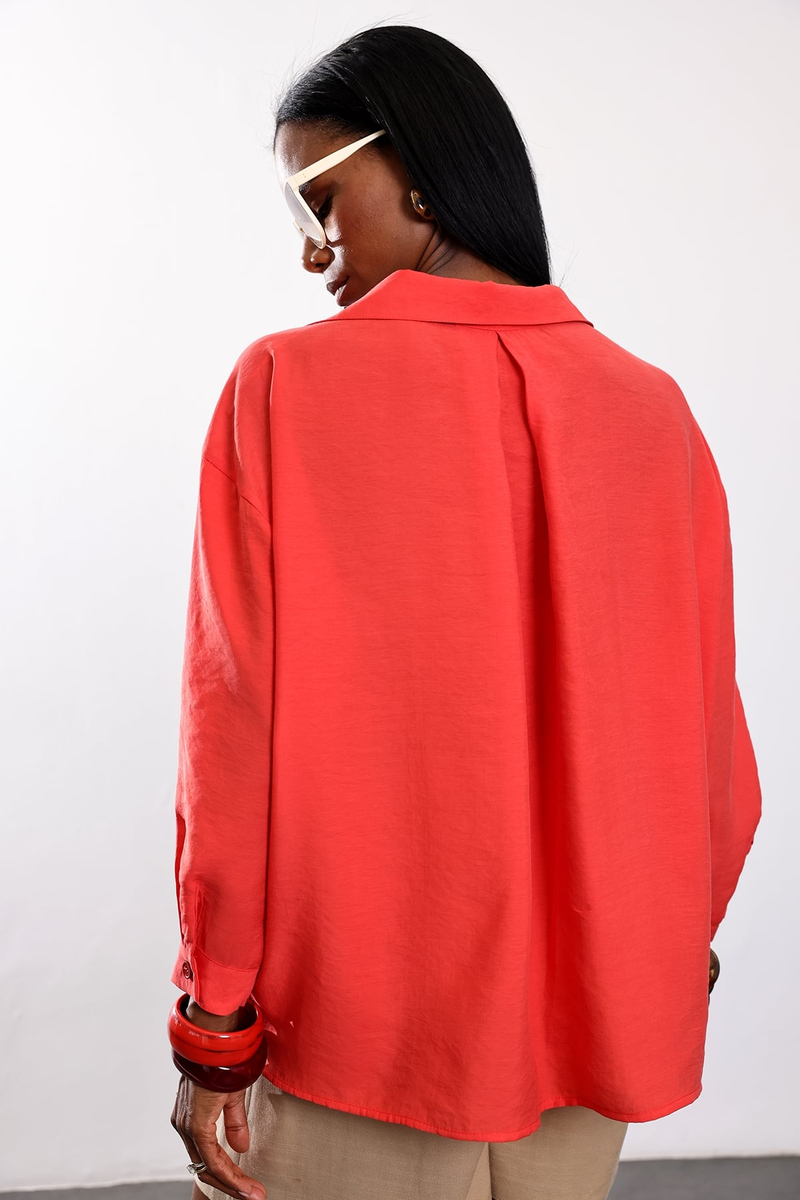 Kırmızı Oversize Gömlek 4612