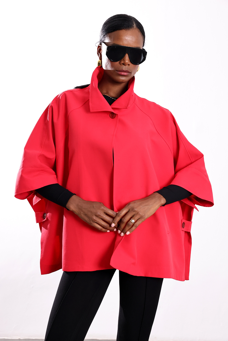 Kırmızı Oversize Kısa Trençkot 87159