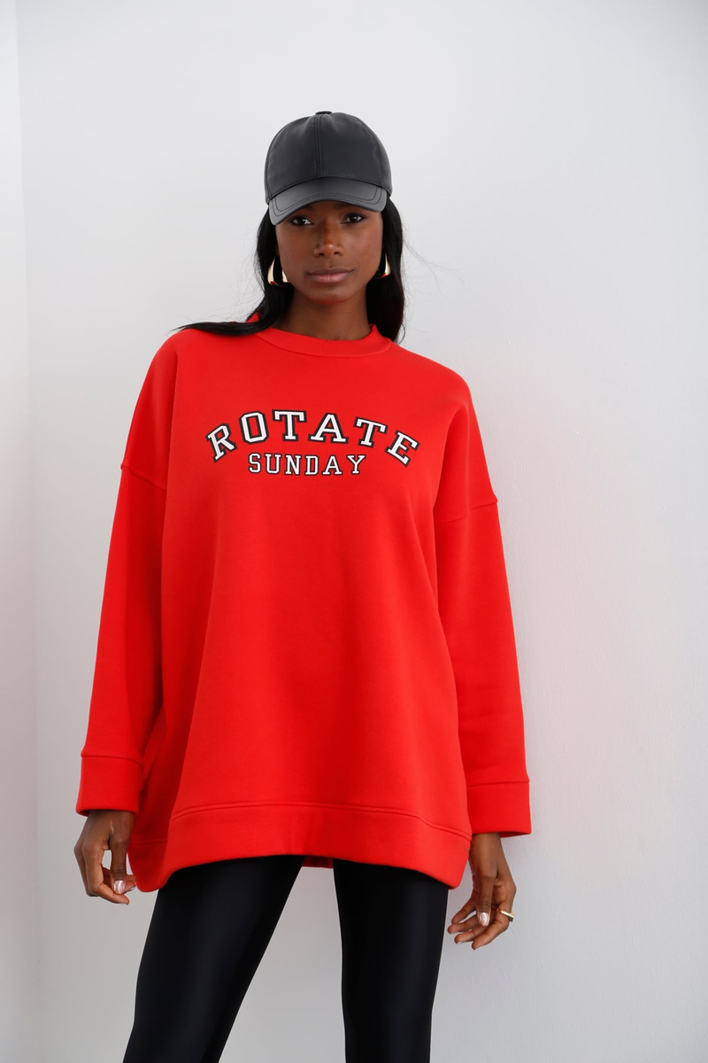 Kırmızı Şardonlu Oversize Sweatshirt 40117