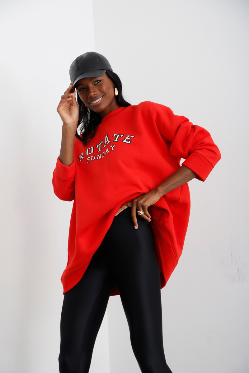 Kırmızı Şardonlu Oversize Sweatshirt 40117