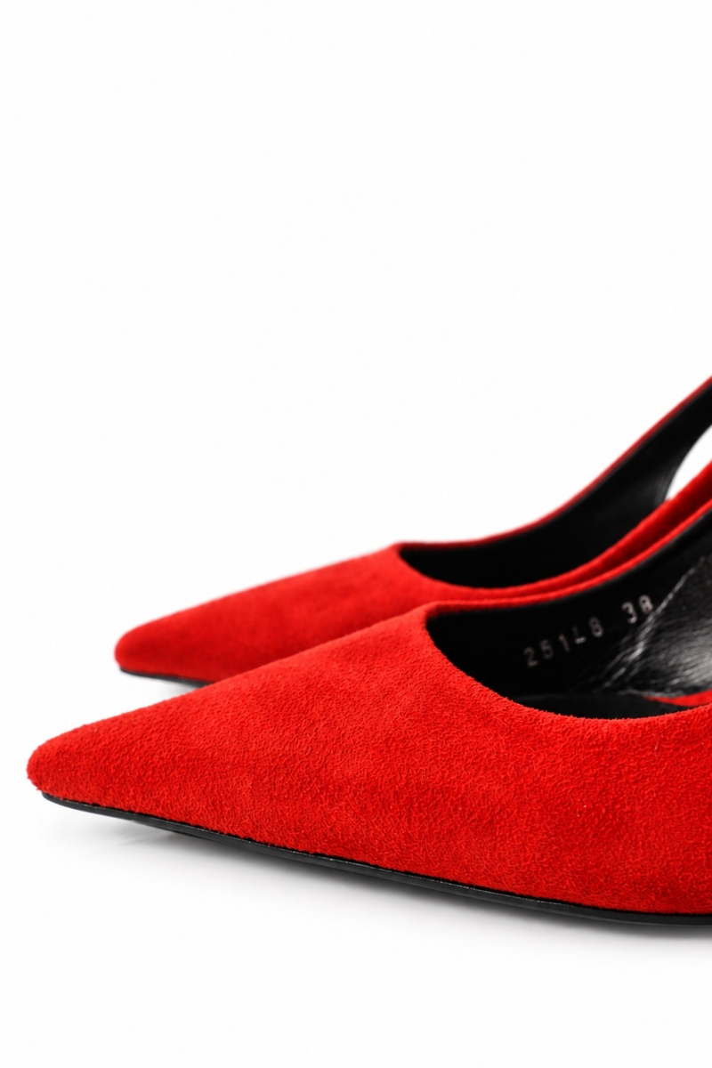 Kırmızı Sivri Burun Slingback 25149