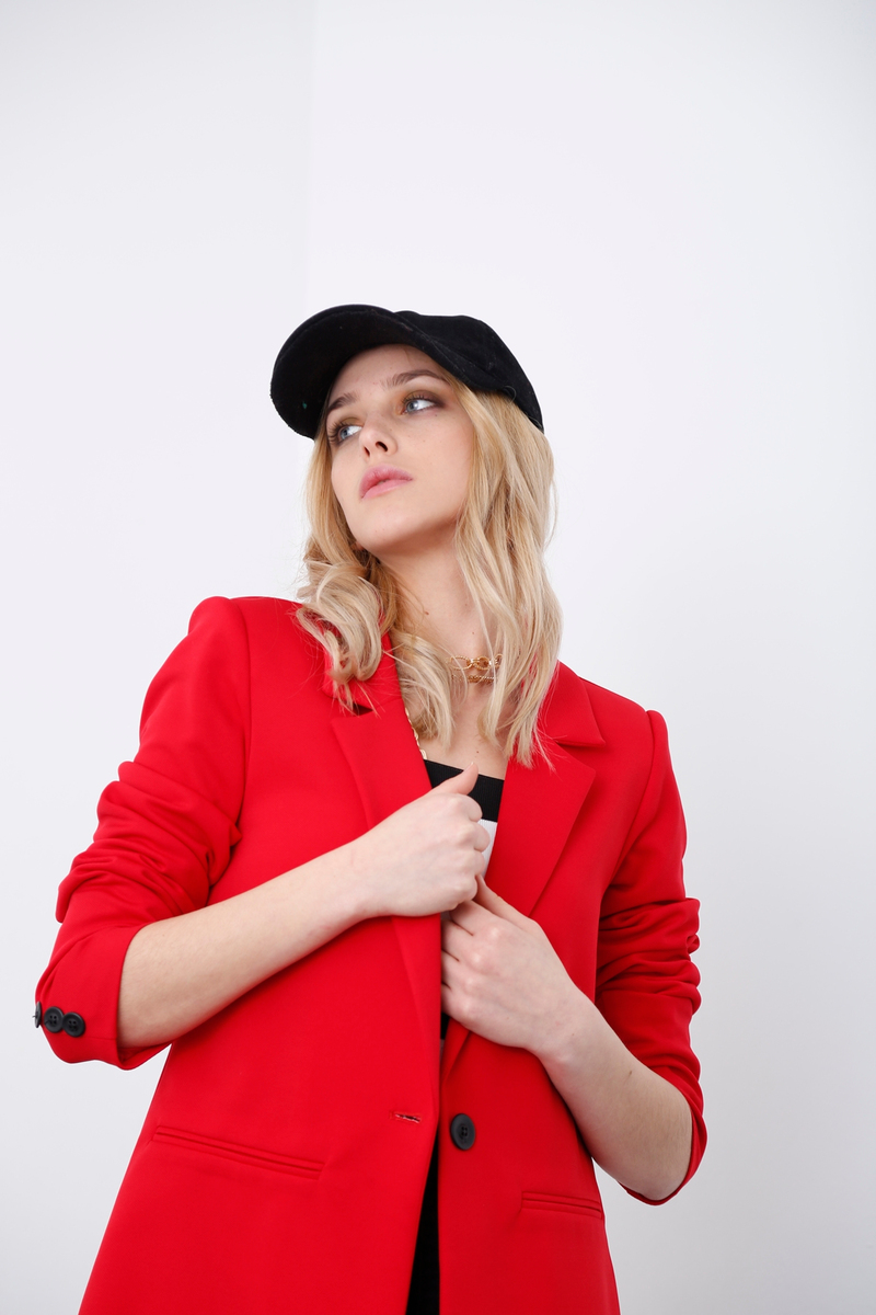 Kırmızı Tek Düğme Blazer Ceket 3133-05