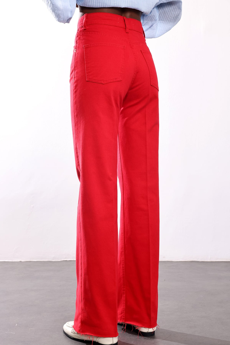 Kırmızı Wide Leg Jean 