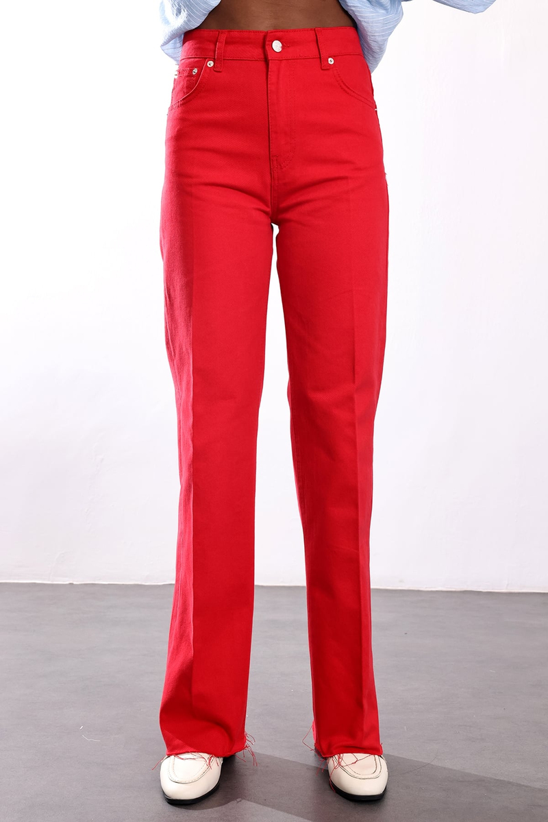 Kırmızı Wide Leg Jean 