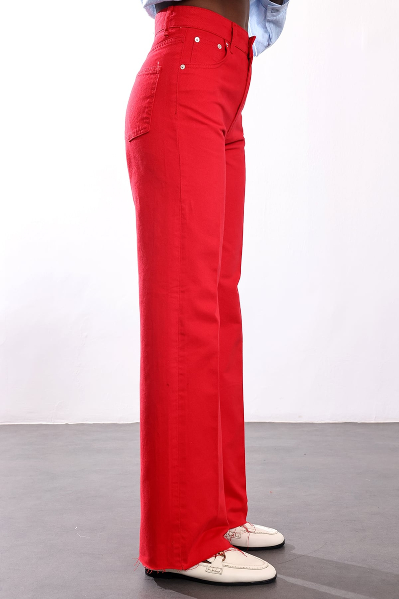 Kırmızı Wide Leg Jean 