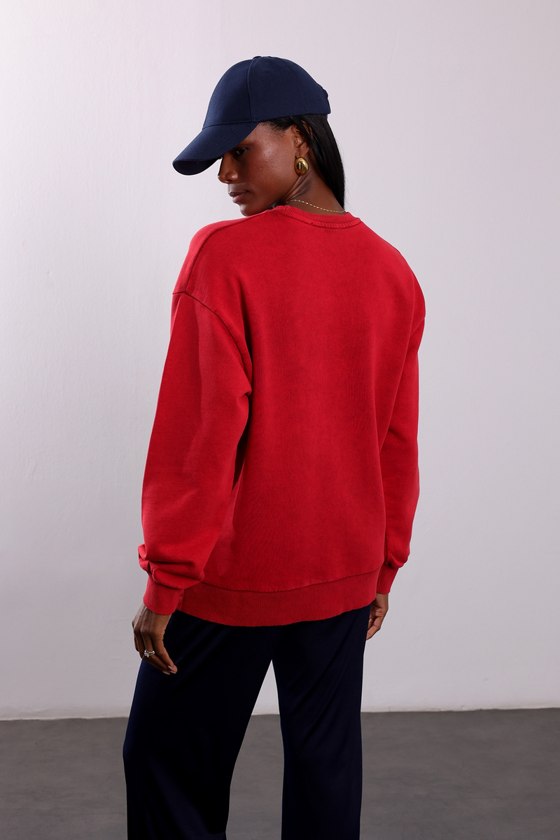 Kırmızı Wild Muse Baskılı Sweatshirt 19106