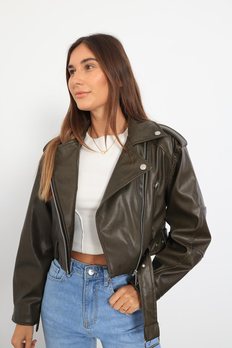 Kömür Biker Deri Ceket 