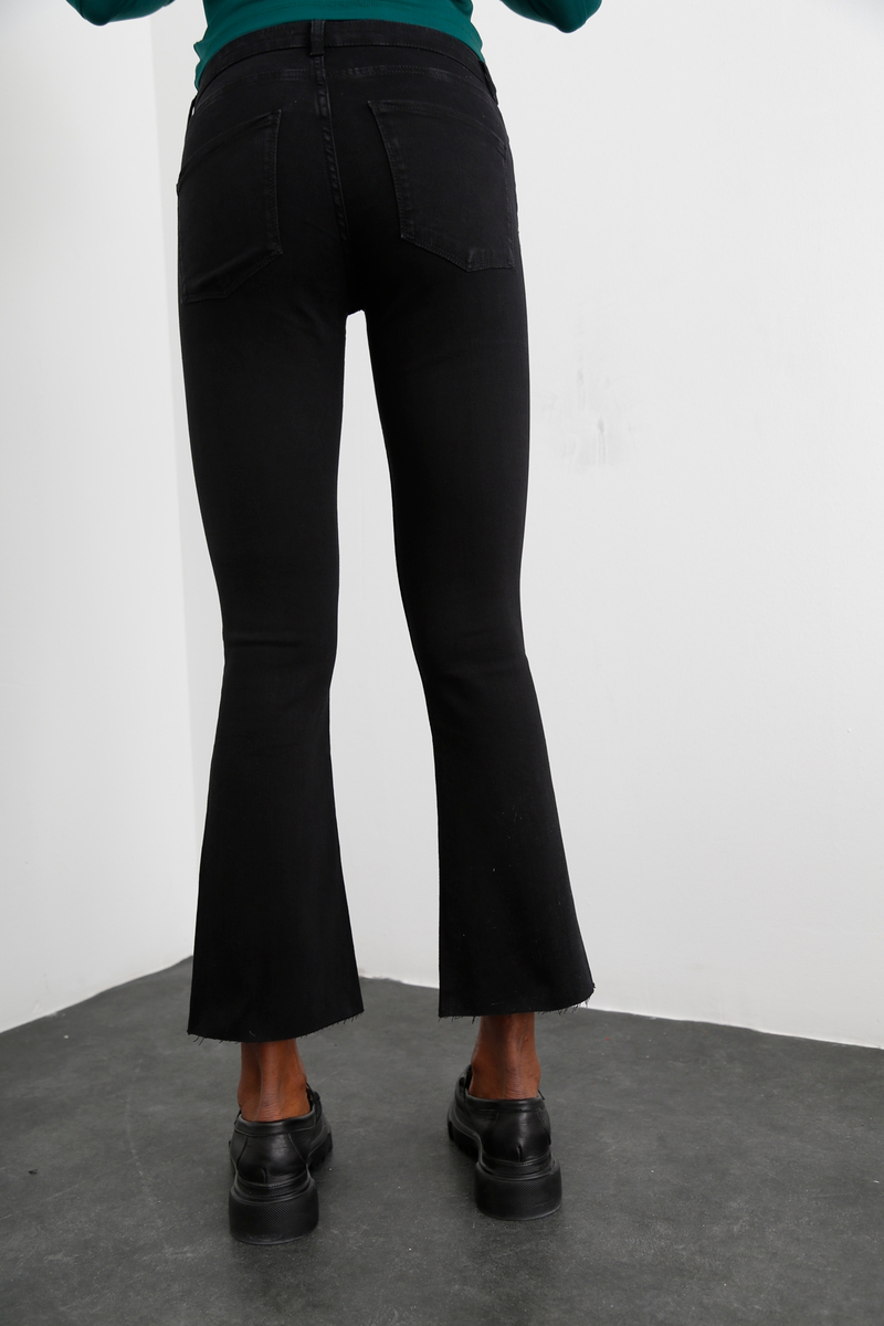 Koyu Füme Yüksek Bel Slim Flare Jean 2308
