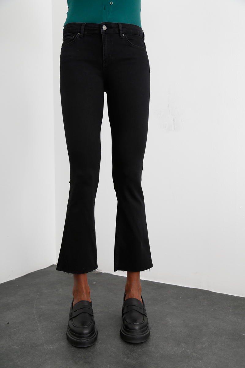 Koyu Füme Yüksek Bel Slim Flare Jean 2308