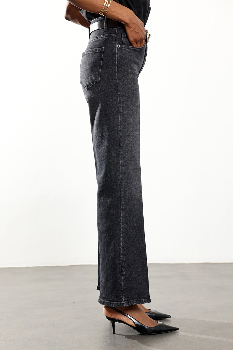 Koyu Füme Yüksek Bel Wide Leg Jean 