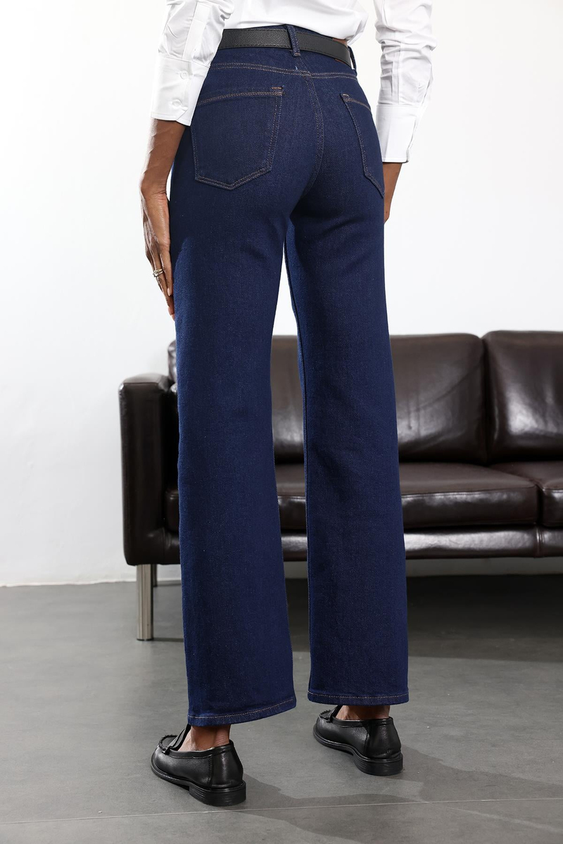 Koyu Lacivert Düz Kesim Jean 7596