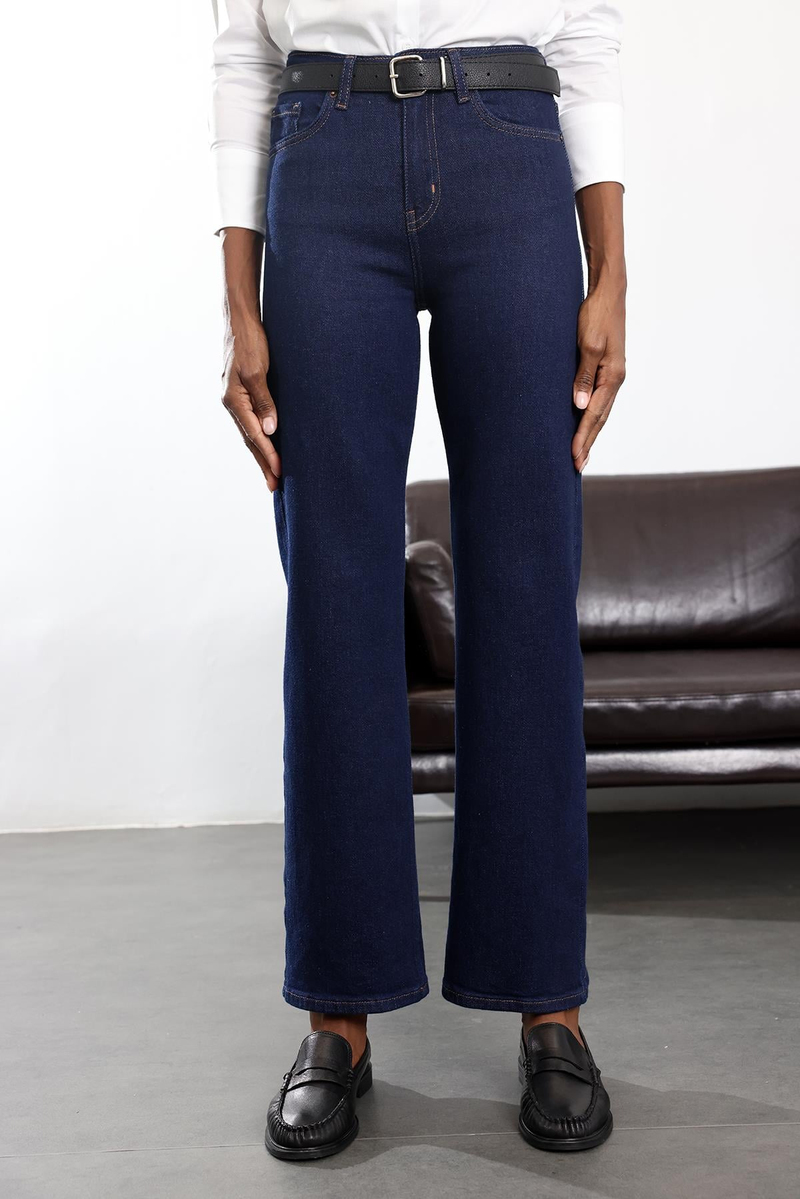Koyu Lacivert Düz Kesim Jean 7596