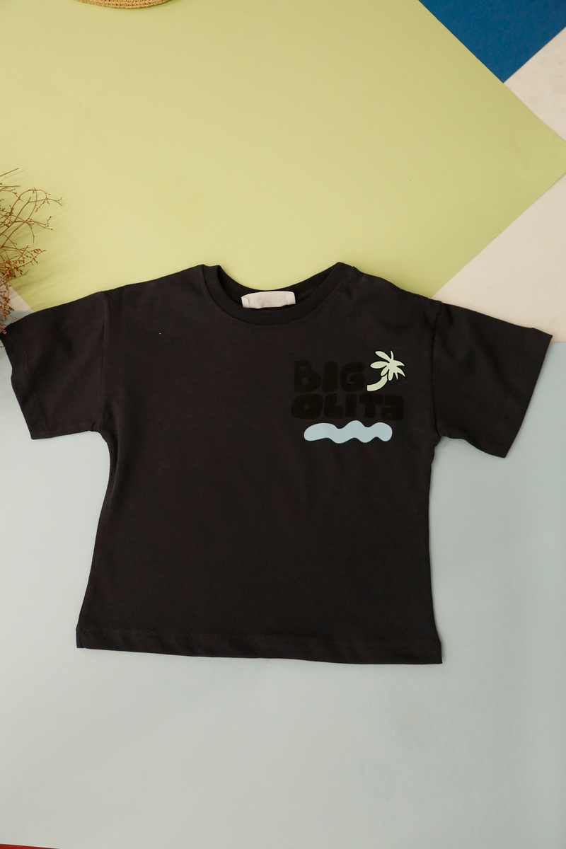 Koyu Lacivert Erkek Big Olita Baskılı Tshirt 1344