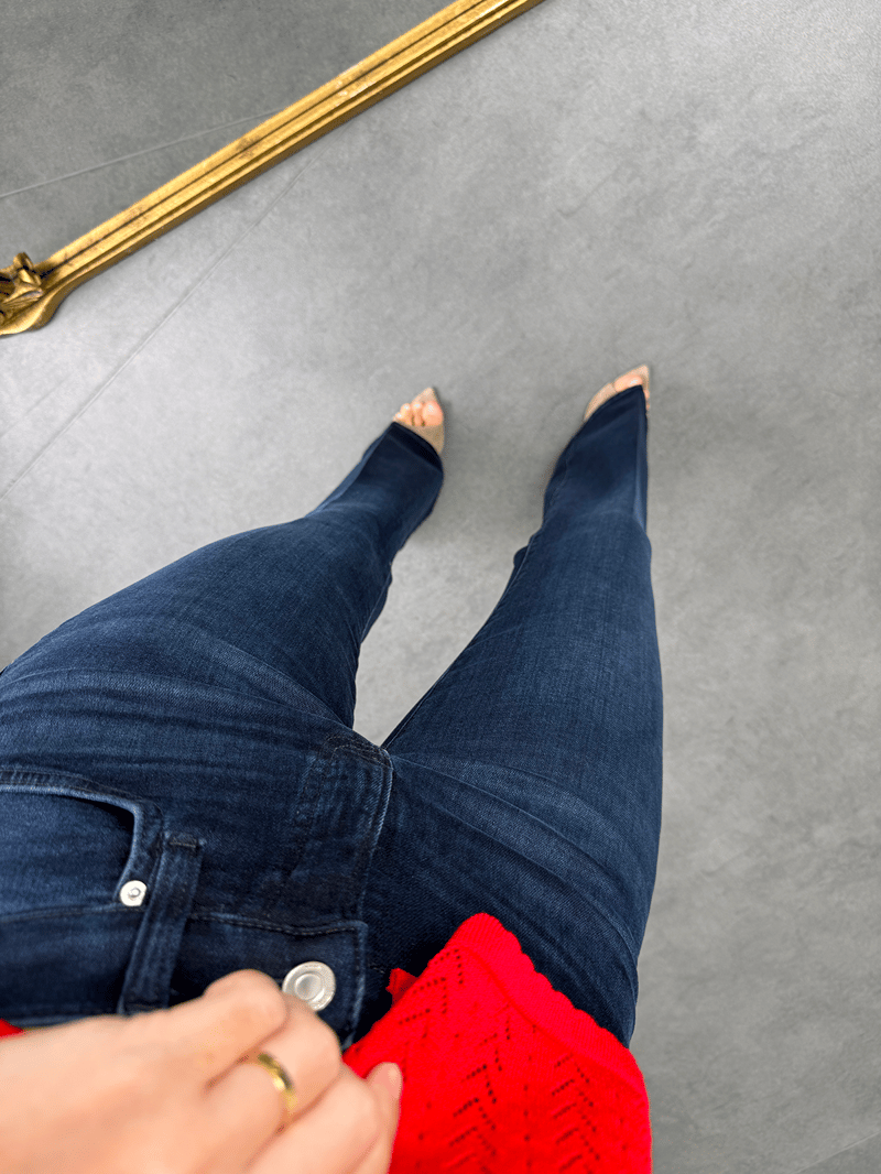 Koyu Lacivert Flare Jean 