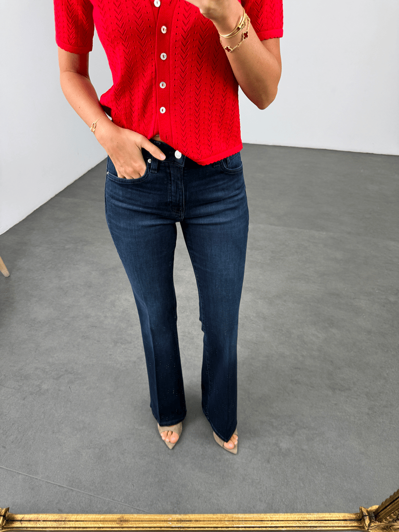 Koyu Lacivert Flare Jean 