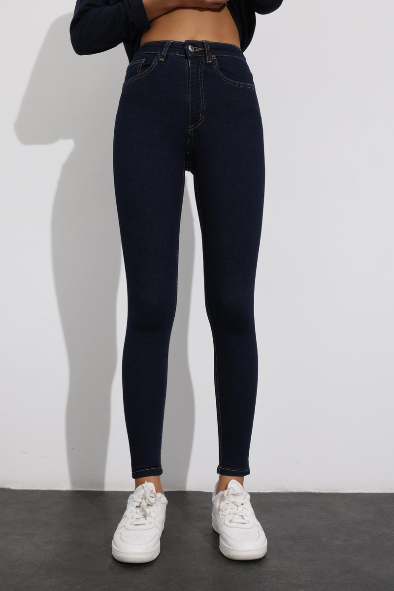 Koyu Lacivert Yüksek Bel Skinny Jean 