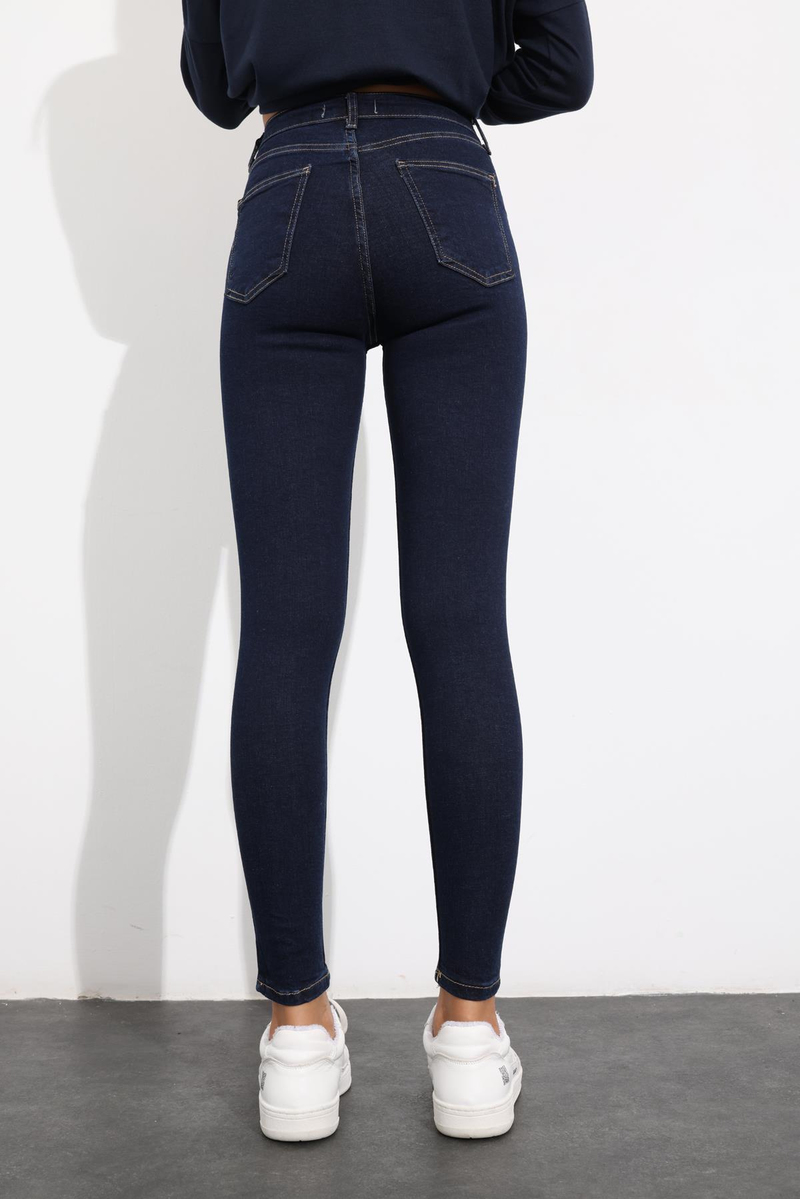 Koyu Lacivert Yüksek Bel Skinny Jean 