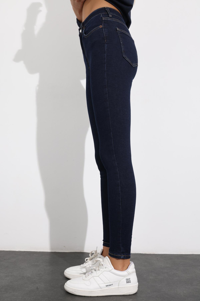 Koyu Lacivert Yüksek Bel Skinny Jean 
