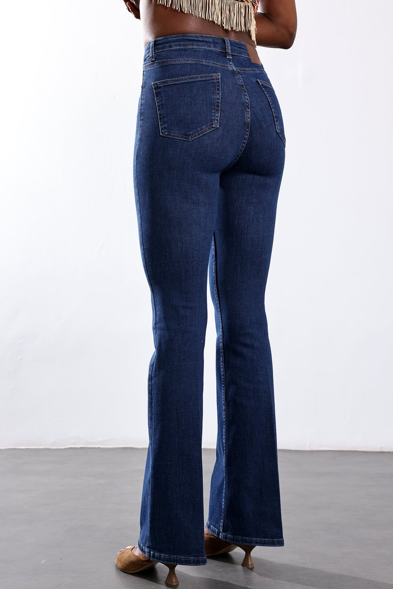 Koyu Mavi Full Likra Toparlayan Flare Jean 7578