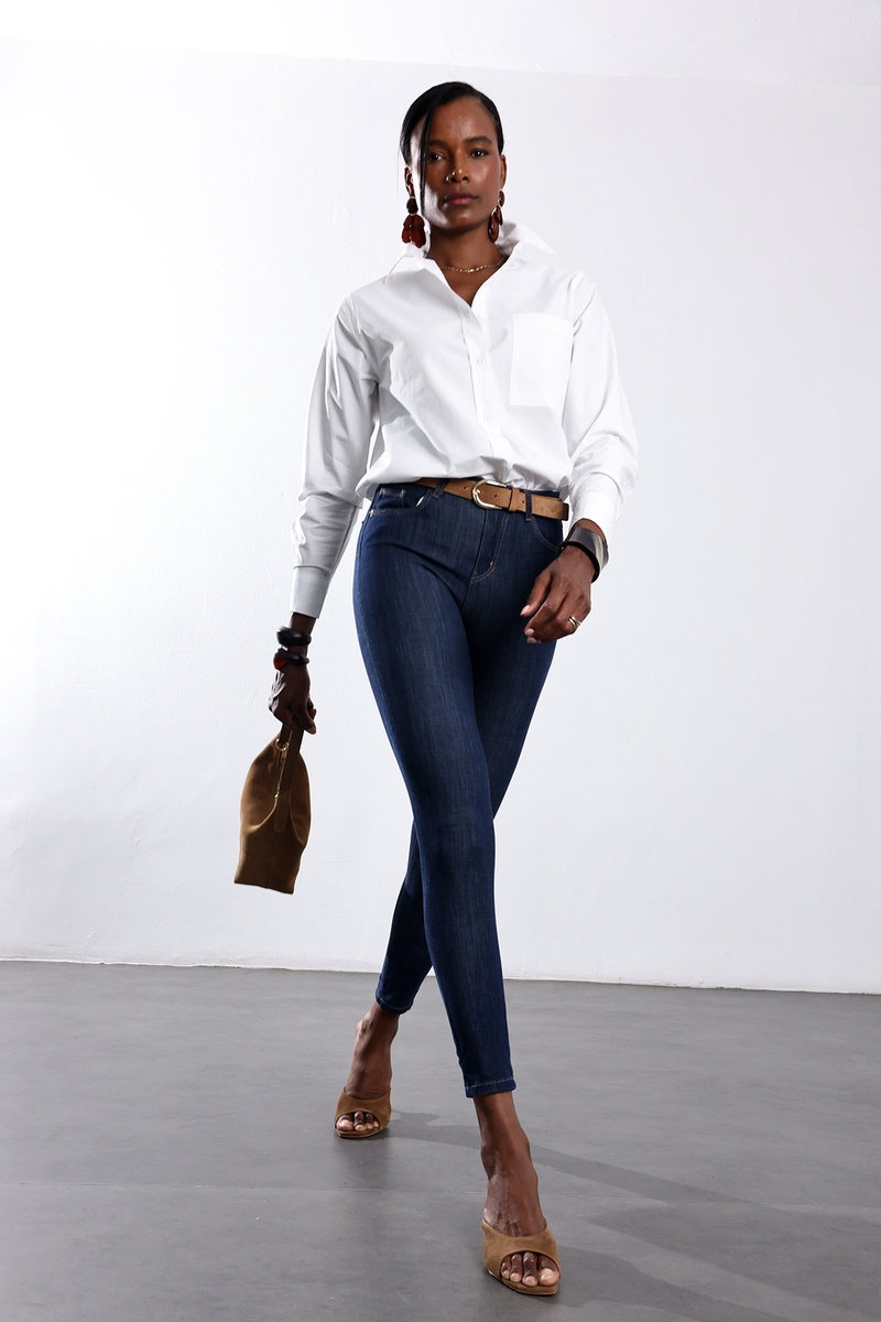 Koyu Mavi İthal Full Likra Toparlayan Skinny Jean 7277