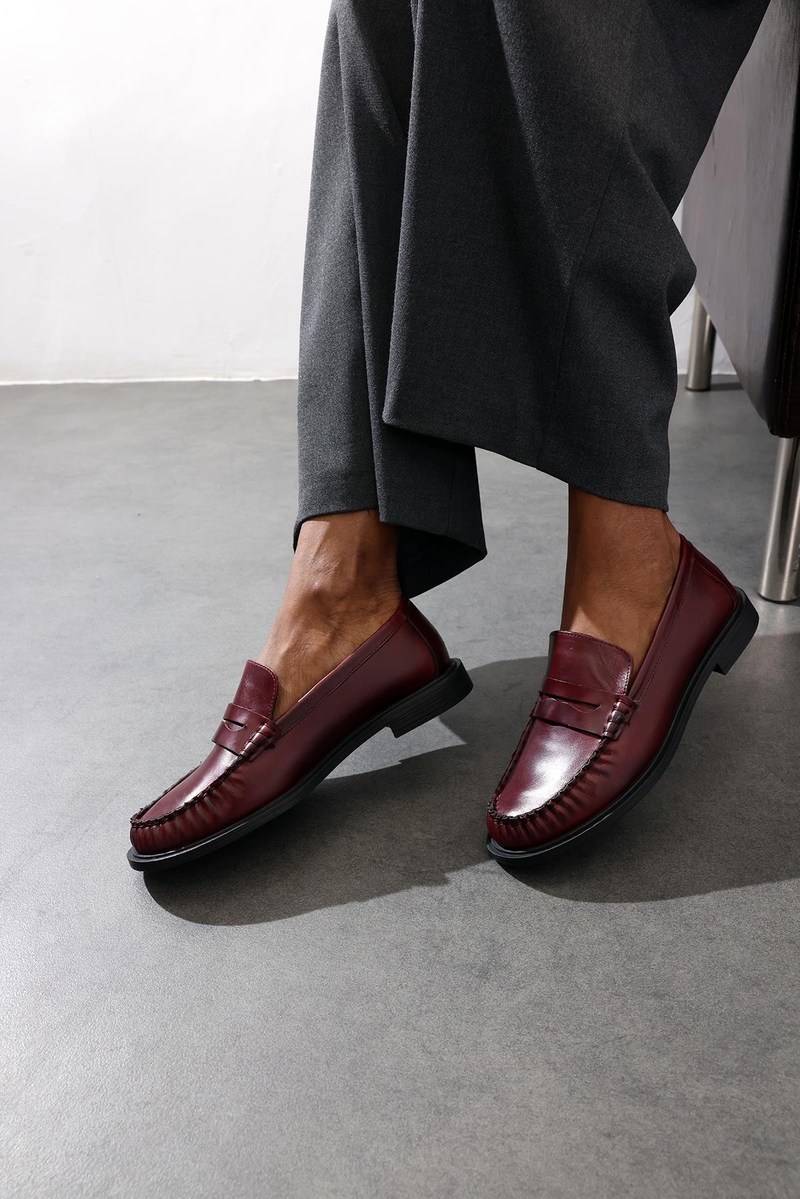 Koyu Mürdüm Deri Makosen 35507