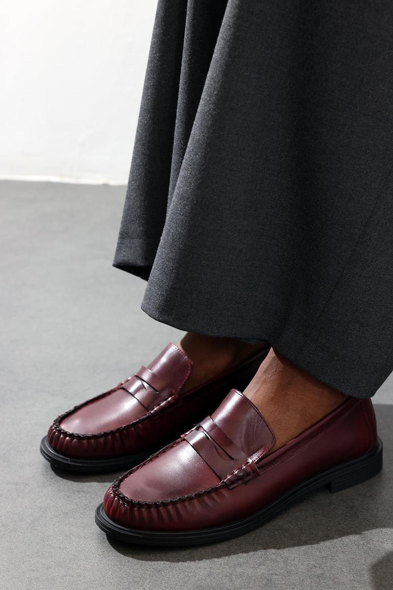 Koyu Mürdüm Deri Makosen 35507