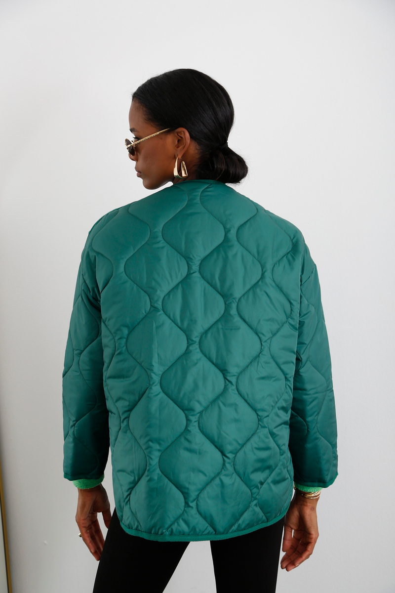 Koyu Yeşil Kapitone Oversize Mont 54077