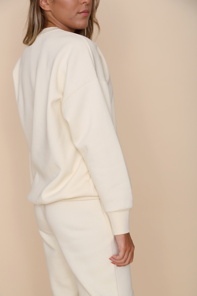 Krem Mickey Baskılı Şardonlu Sweatshirt 3197