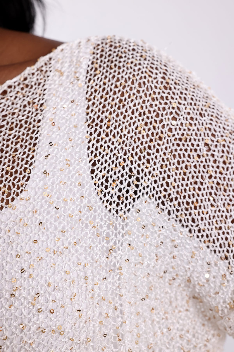 Krem Pullu Crop Merserize Triko 