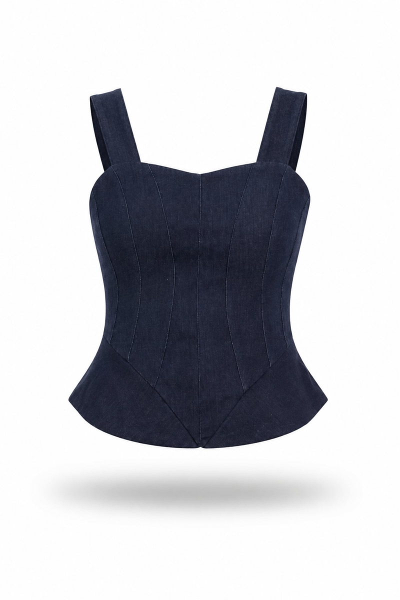 Lacivert Askılı Denim Büstiyer 3286
