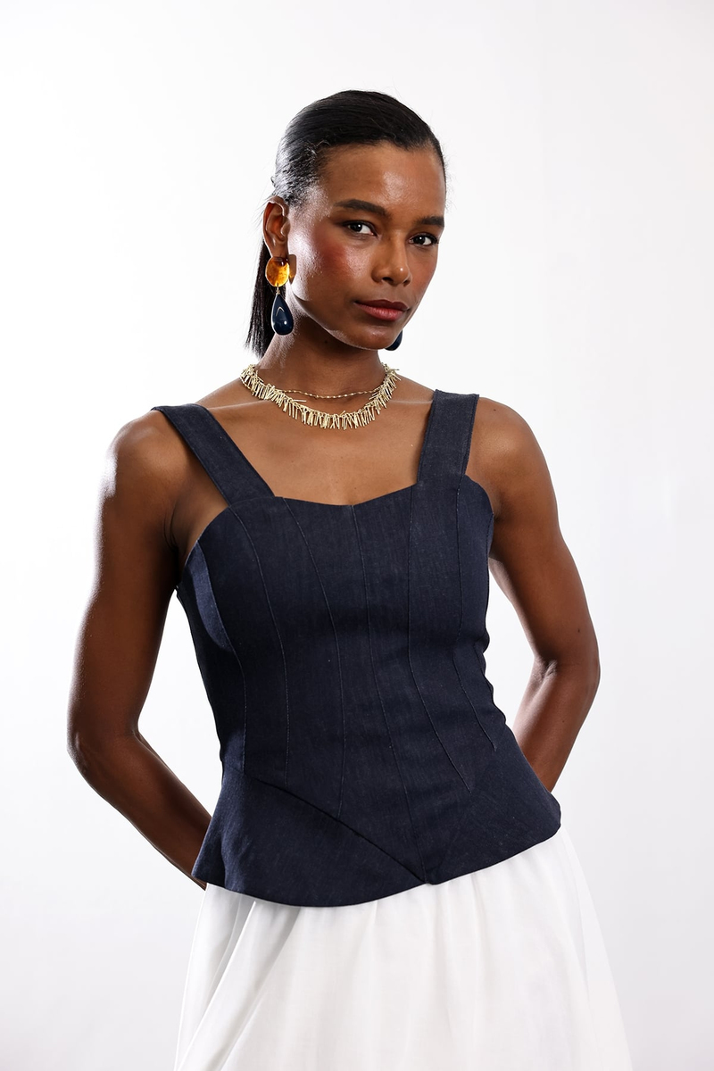 Lacivert Askılı Denim Büstiyer 3286